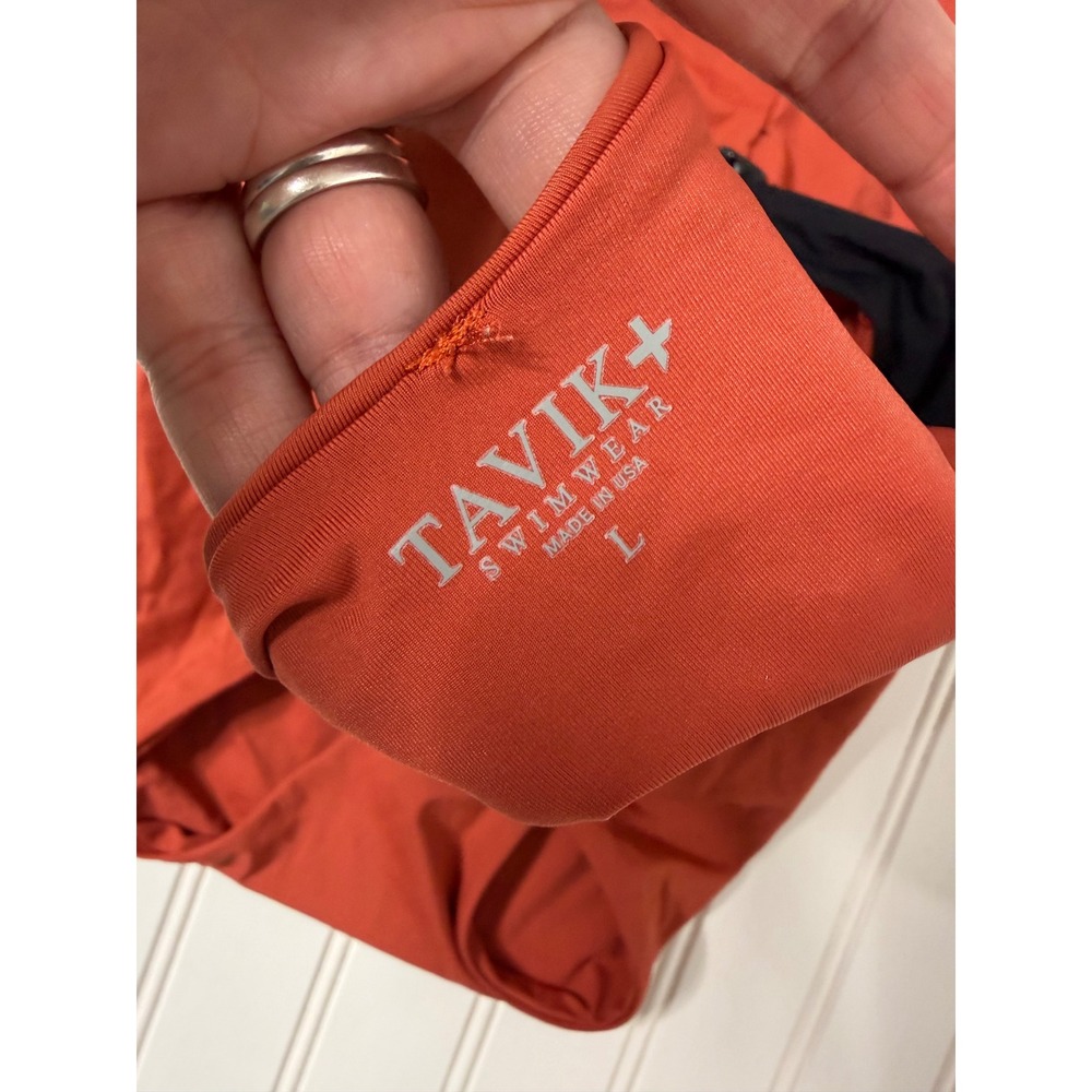 Tavik Anthropologie Black Orange Colorblock Cutout High Neck Swimsuit 233 - Picture 4 of 9